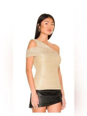 BCBG MAXAZRIA Gunmetal One Shoulder Top